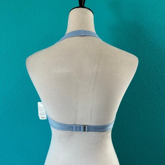 NWT Aerie Shine Rib Halter Bikini Top Monaco Blue Swim Beach Surf - Picture 4 of 5
